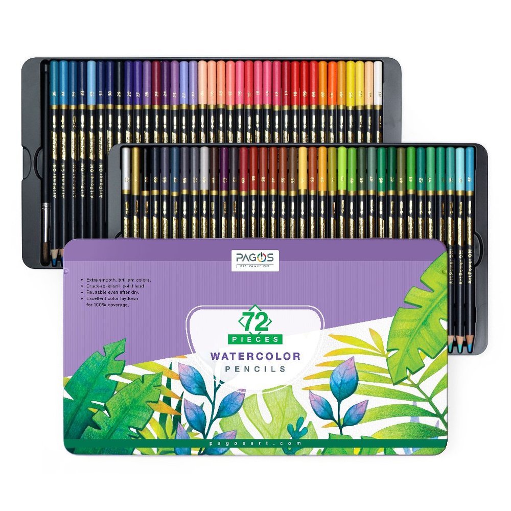 Pagos 72 Watercolor Pencils Set Premium Art Gift - Picture 2 of 8